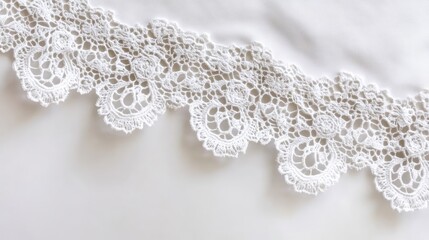 Delicate white cotton lace with floral pattern intricate texture elegant design