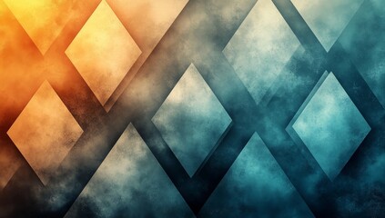 Wall Mural - Abstract Geometric Background with Orange and Blue Diamond Pattern