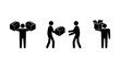 © kup1984 - Set of stick figures, professional movers and parcel delivery, flat vector illustration.