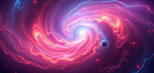 Wall Mural - vibrant swirling nebula, ethereal light trails, cosmic dust, glowing particles, sci-fi, mystical