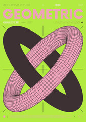 Poster - Modern abstract poster, Raster version of high quality and resolution, artwork with geometric postmodern shapes in brutalism aesthetics, minimalistic trendy bold composition, A4 futuristic graphic 47