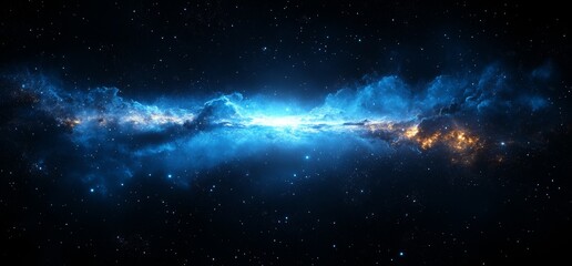 Wall Mural - Cosmic Nebula with Vibrant Blue and Orange Hues in Dark Space