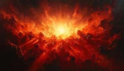 Wall Mural - Fiery Cosmic Explosion Nebula Space Background