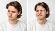 © Muddser - Disgust Micro-Expressions in Light Shirt on White Background