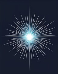 Wall Mural - light ray burst line art glowing in the dark on plain dark background