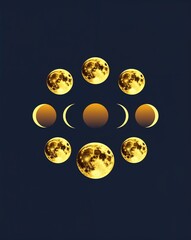 Wall Mural - moon phase poster glowing in the dark on plain dark background