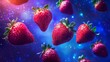 © aleks - Fresh strawberries floating in a cosmic background with vibrant colors and bright stars