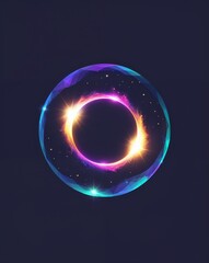 Wall Mural - prismatic eclipse dream glowing in the dark on plain dark background