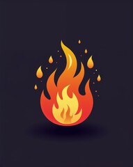 Wall Mural - flame sticker glowing in the dark on plain dark background