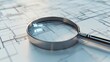 © Satria - A metallic magnifying glass rests on detailed architectural blueprints, its lens focusing on a section of the design.  Sunlight glints off the glass, highlighting intricate lines and details
