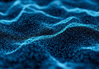 Wall Mural - abstract blue particle wave digital technology background