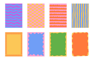 Poster - Vector simple minimal backgrounds  in brigh bold colors, simple wavy and groovy naive style, abstract simple hand drawn design templates, frames and borders for cards and prints