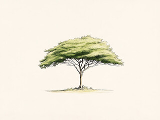 Flattopped acacia tree illustration.