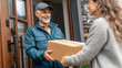 © Relica - Friendly Delivery Person Handing Package to Customer at Home