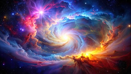 Wall Mural - celestial symphony: a vibrant and swirling nebula, a breathtaking cosmic artwork painted with vivid 