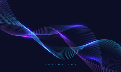 Wall Mural - abstract blue violet technology futuristic line wave curve motion design modern creative background 