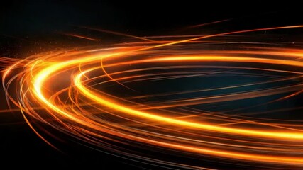 Wall Mural - bright circular light trails with black background creating dynamic abstract design and energy flow 
