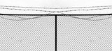 net fence with barbed wires isolated on white background. Chain link fence with sharp barb wire. Illustration