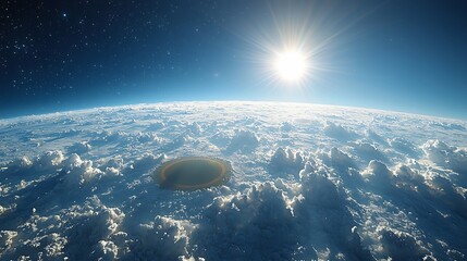 Wall Mural - stratosphere scene ozone layer absorption of uv rays stratosphere space science concept art gradient