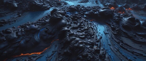 Wall Mural - Abstract blue lava stone, swirling texture  Deep cobalt, mysterious flowing pattern ,  close-up,  mysterious