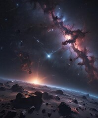 Wall Mural - dark, star-studded expanse, cosmic dust, glittering nebulae, galaxy, glitter, twinkle