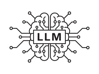 llm or large language model with neural networks line art vector icon for apps and websites