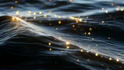 Water surface with sparkling particles