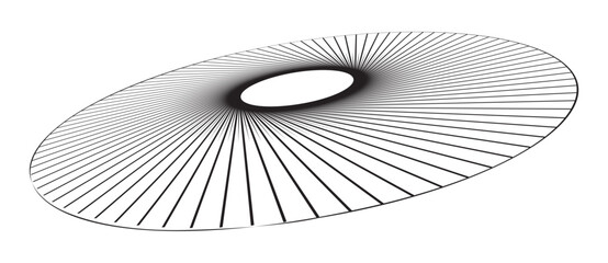 Fototapete - Spiral with black speed lines as dynamic abstract vector background or logo or icon. Artistic illustration with perspective on white background.