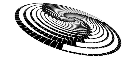 Aufkleber - Abstract background with squares in circle. Art design spiral as logo or icon. A black figure on a white background. Perspective view.