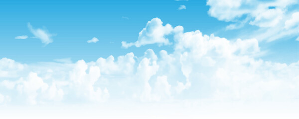 Wall Mural - landscape of white cloud and blue sky photo. vector illustration.