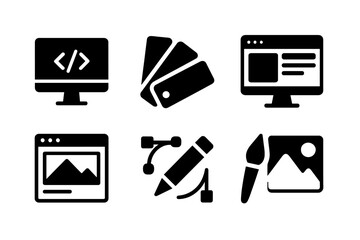 Wall Mural - vector illustration showcasing design tools for web development and graphic design activities used i