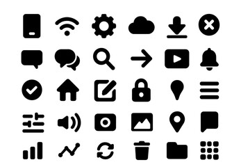Wall Mural - vector illustration featuring a collection of various digital icons representing technology and comm