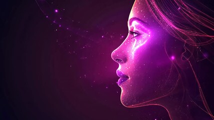 Wall Mural - Digital Woman: A Profile in Pink Nebula
