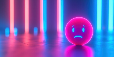 Wall Mural - bright neon mood indicator for ux feedback in 3d style stock photo
