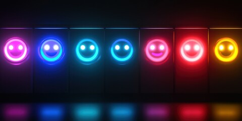 Wall Mural - face rating slider with glowing neon accents and shadows
