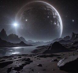 Wall Mural - starlight shimmers across an endless black, breathtaking cosmic scene , texture, space