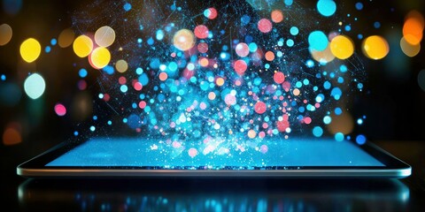 Wall Mural - tablet showing data-driven insights from digital reviews stock photo