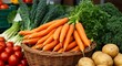 © Seree  - Fresh Carrots and Market Produce - Vibrant carrots in a basket, symbolizing health, freshness, abundance, harvest, and wholesome food. A farmers market scene