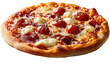 © จงดี พลพวก - Gourmet Pizza Delight: A close-up studio shot of a tantalizing pizza, showcasing its vibrant colors and inviting textures of fresh ingredients, a culinary masterpiece.