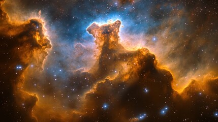 Wall Mural - Stellar Nurseries. Majestic Nebula with Glowing Dust, Stars and Deep Space