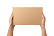 © siyam - Woman hands holding blank cardboard box on transparent background isolated cutout