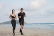 © PhugunStock - Young men and women run along the sea or beach to promote health, strength and quality of life, emphasizing the concept of fitness, sports and having a healthy lifestyle for both young and old people.