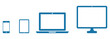 © Hike Studio 6 - Responsive digital devices icon set in line style. digital display, desktop, computer, laptop, tablet, smartphone screen simple black style symbol  eps 10