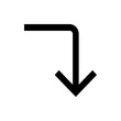 © Farhan - A black arrow pointing downwards and to the right with a rounded corner on a white background plane view