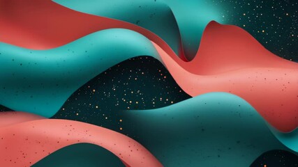 Wall Mural - vibrant teal and coral gradient wallpaper with speckled texture and bold abstract pattern