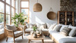 © momostudio - Cozy living room with natural light furniture and decorative elements.