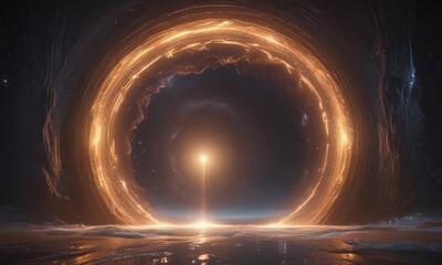 Wall Mural - shimmering portal, cosmic waves ripple across its surface, ethereal glow , digital art, awe