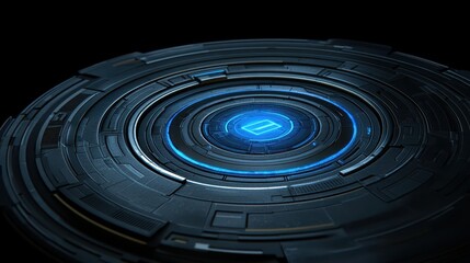 Wall Mural - circular object with blue light, a modern, minimalist design