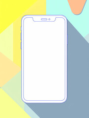 Wall Mural - A clean smartphone outline against a colorful, abstract background, ideal for digital design projects.