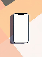 Wall Mural - Smartphone with a blank screen lies on a geometric background, ready for your design elements.